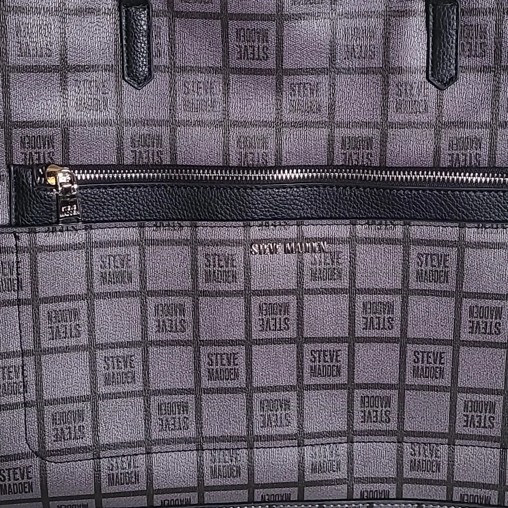 Steve Madden oversized over the shoulder tote bag purse faux leather black bag